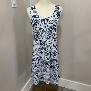 Summer Dress Sleeveless‎ Blue and White Size S
